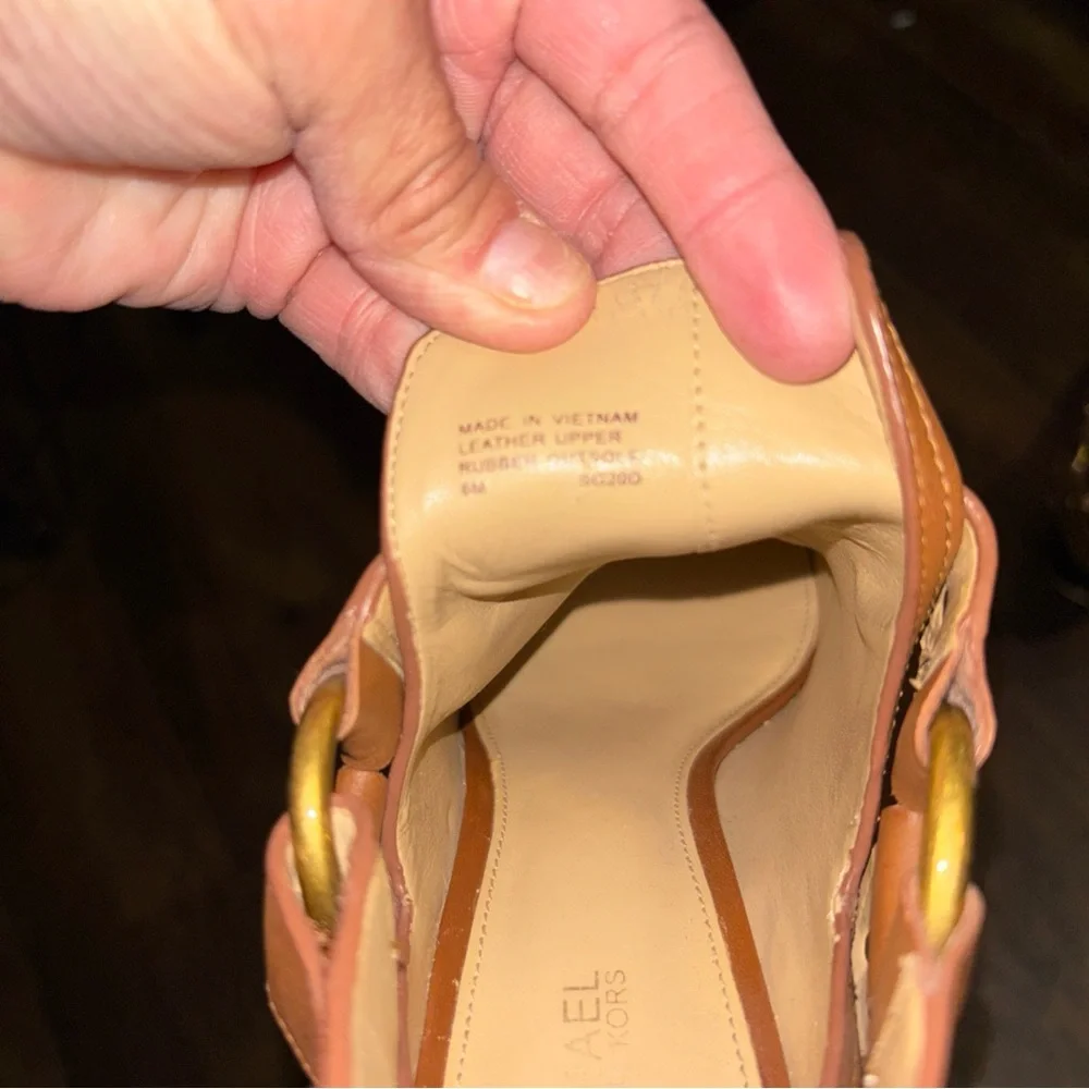 Michael Kors Brown Heeled Boots With Gold Rings. Size 6M Women - Picture 10 of 10